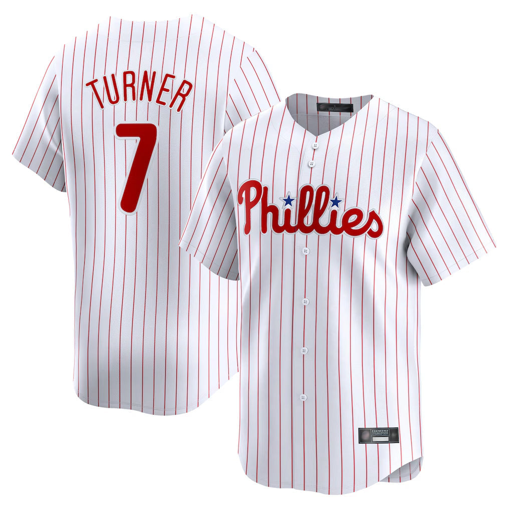 Fenge P.Phillies #7 Trea Turner Player White Home Limited Stitched Jerseys