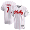 Fenge P.Phillies #7 Trea Turner Player White Pinstripe Phillies & Eagles Vapor Premier Limited Stitched Jerseys