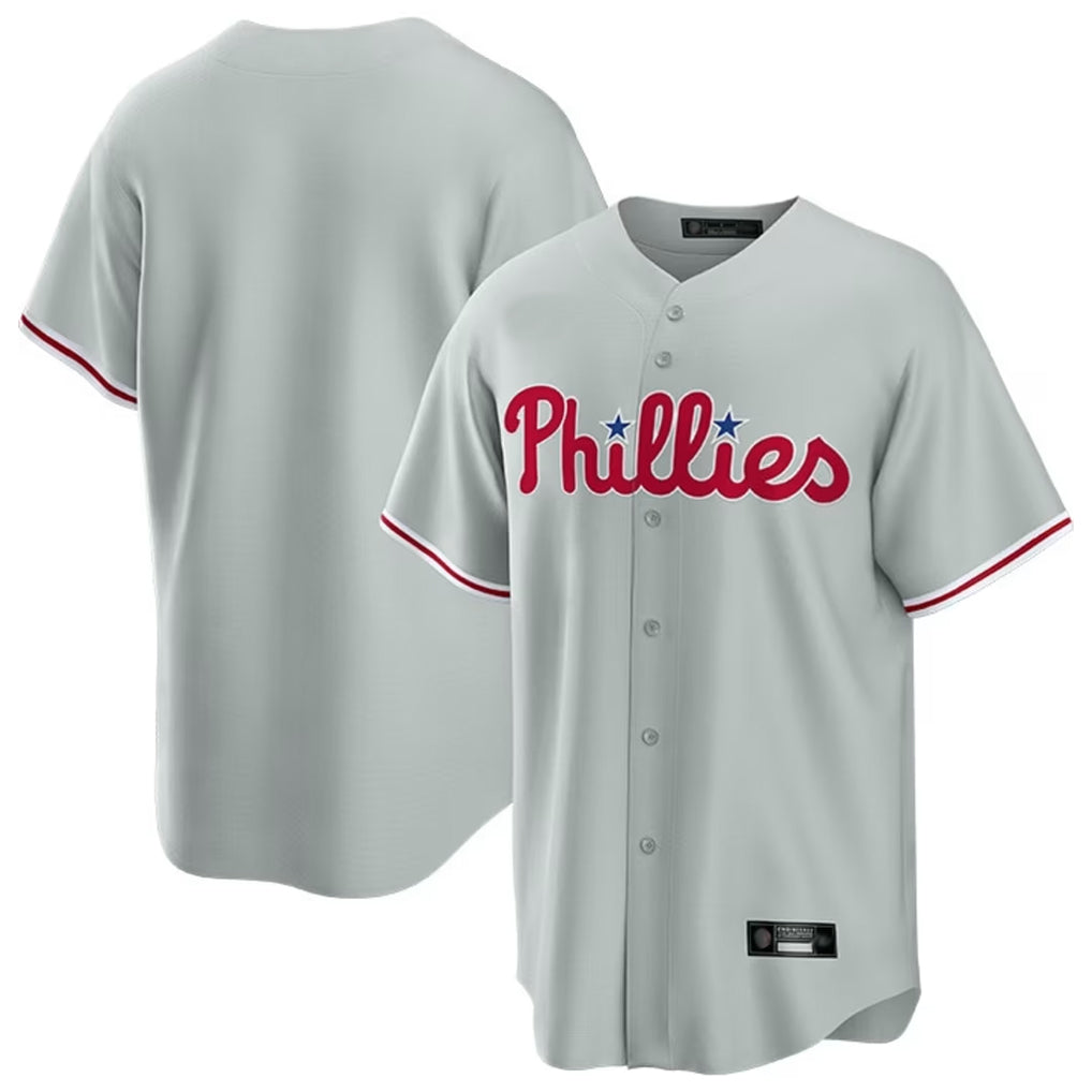 Fenge P.Phillies Blank Player Gray Home Game Stitched Jerseys