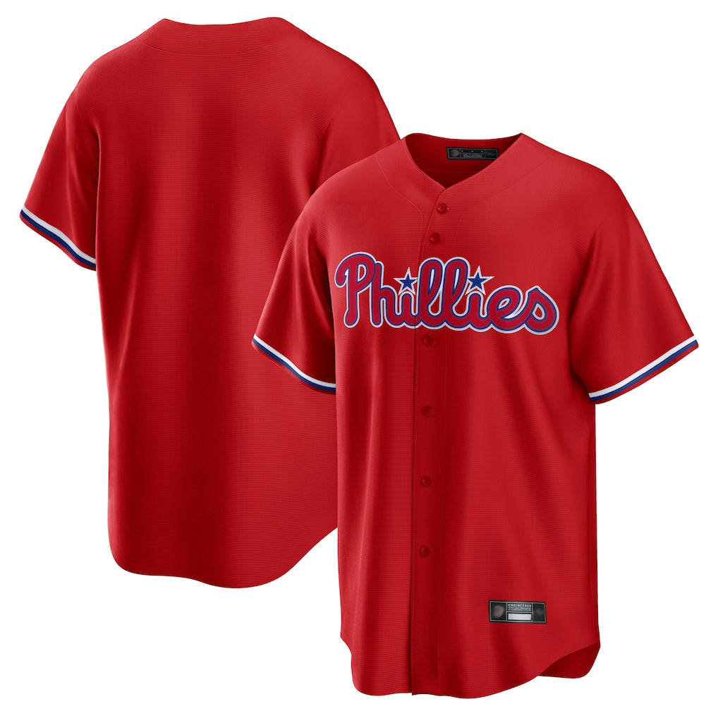 Fenge P.Phillies Blank Player Red Home Game Stitched Jerseys