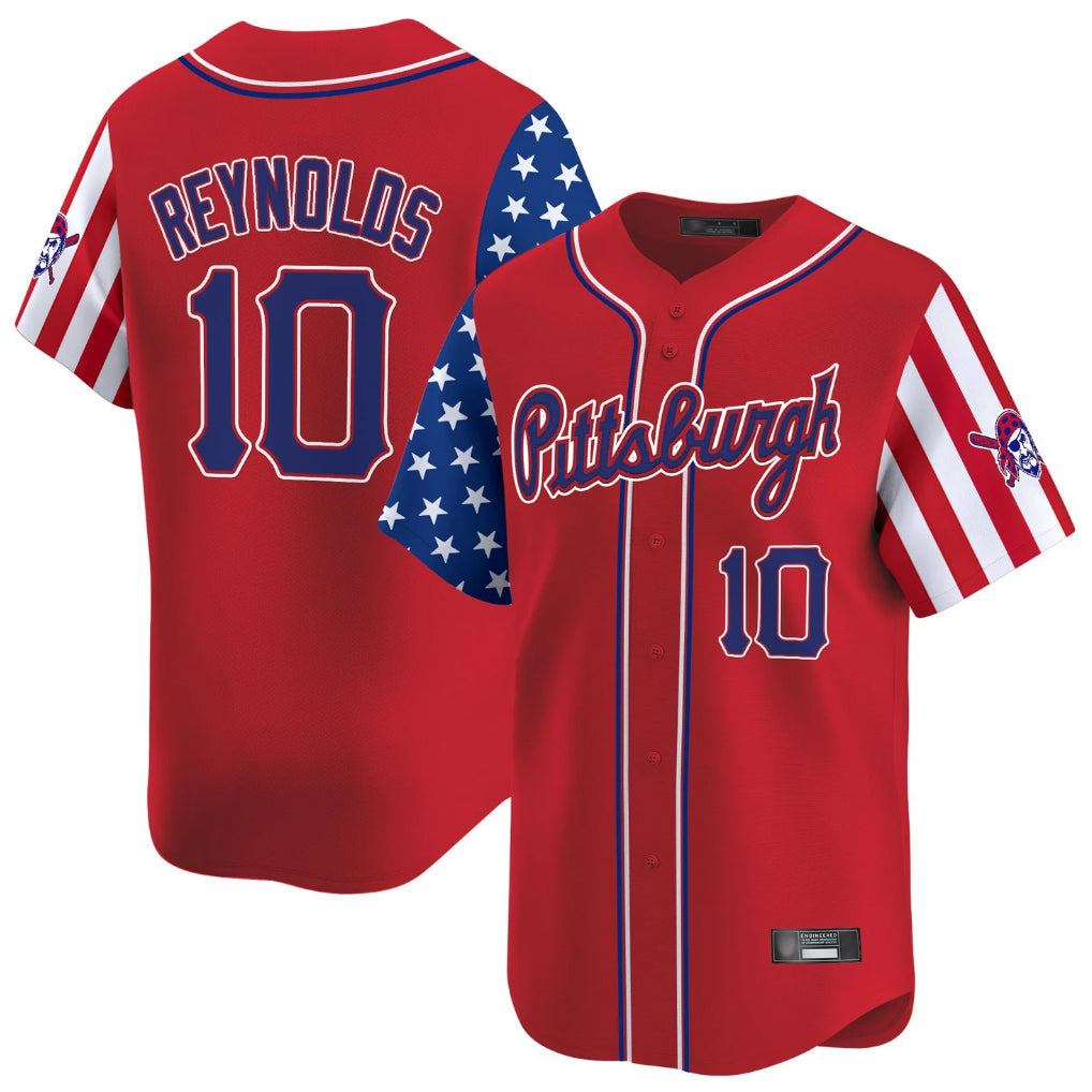 Fenge P.Pirates #10 Bryan Reynolds Player Red 2025 Independence Day Vapor Premier Limited Stitched Jerseys
