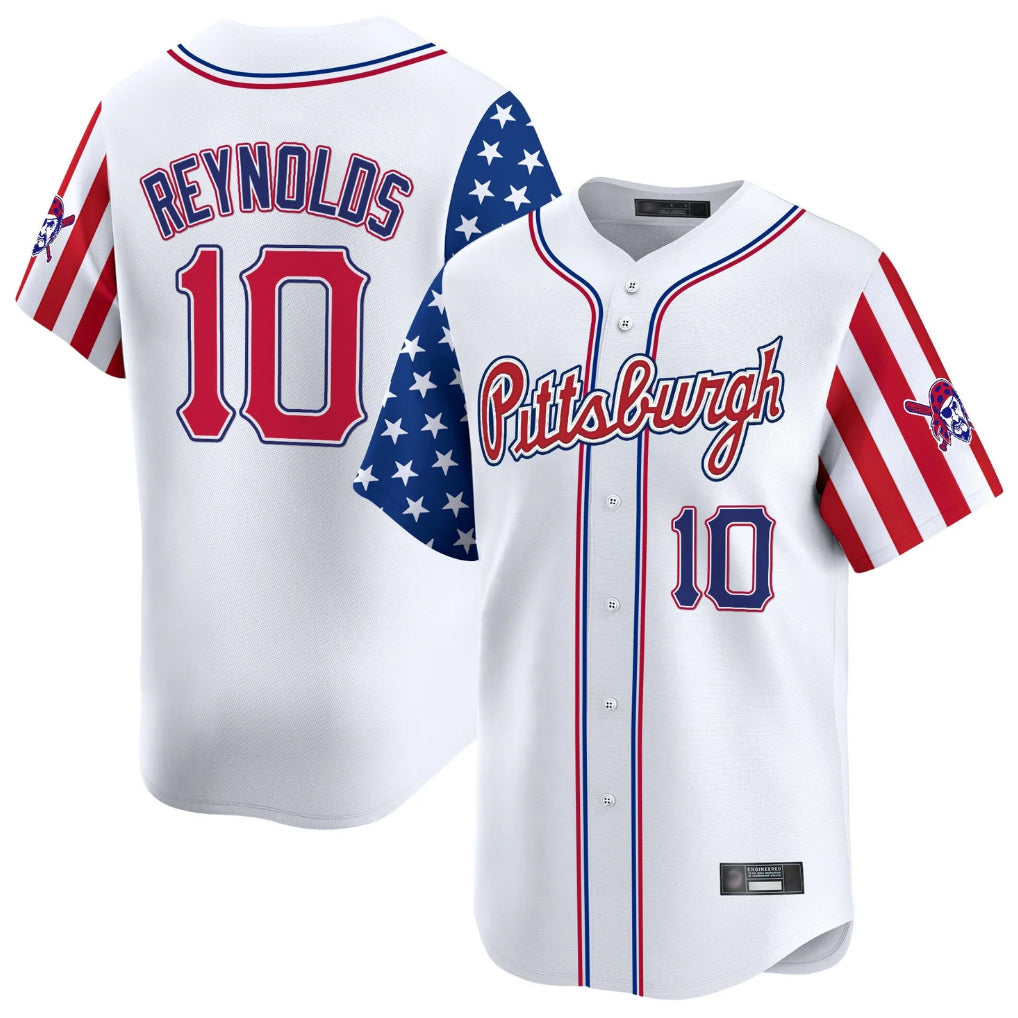 Fenge P.Pirates #10 Bryan Reynolds Player White 2025 Independence Day Vapor Premier Limited Stitched Jerseys