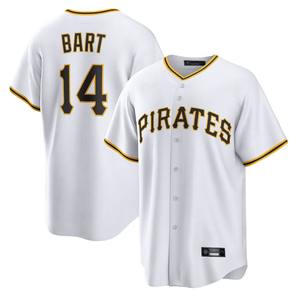 Fenge P.Pirates #14 Joey Bart Player White Home Game Stitched Jerseys