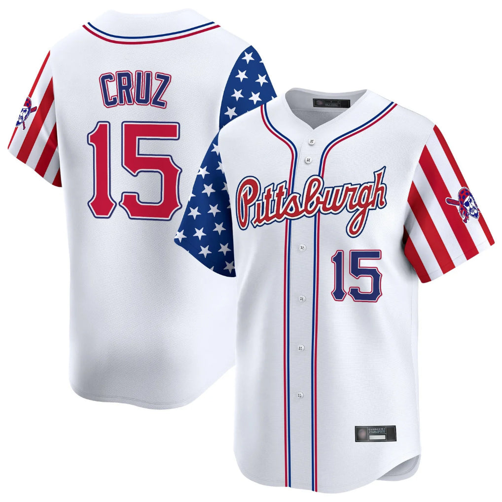 Fenge P.Pirates #15 Oneil Cruz Player White 2025 Independence Day Vapor Premier Limited Stitched Jerseys