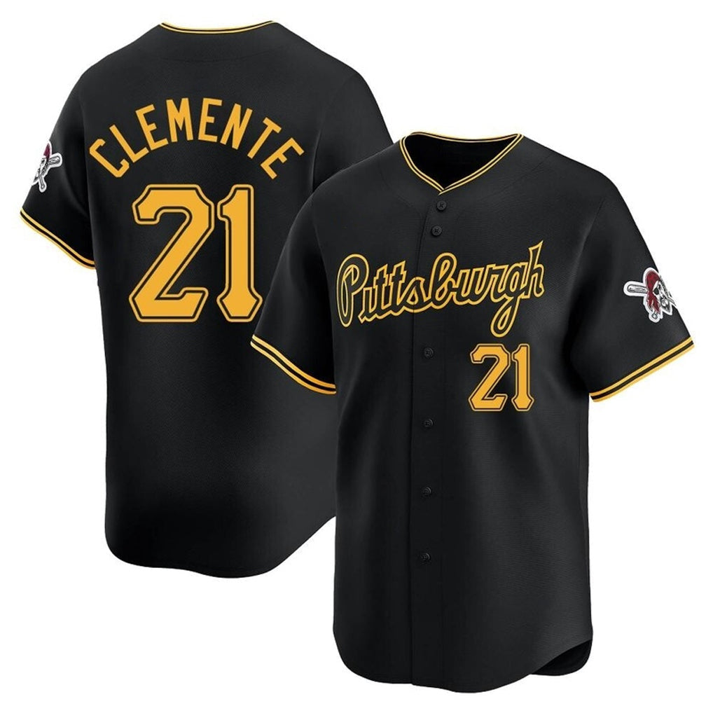 Fenge P.Pirates #21 Roberto Clemente Player Black Alt Home Limited Stitched Jerseys
