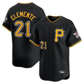 Fenge P.Pirates #21 Roberto Clemente Player Black Alternate Limited Game Stitched Jerseys