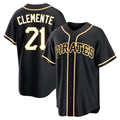 Fenge P.Pirates #21 Roberto Clemente Player Black Fashion Out Home Game Stitched Jerseys