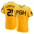 Fenge P.Pirates #21 Roberto Clemente Player Gold City Connect Home Limited Elite Stitched Jerseys