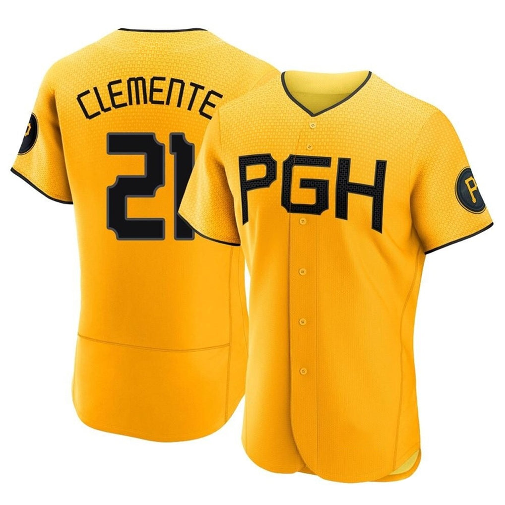Fenge P.Pirates #21 Roberto Clemente Player Gold City Connect Home Limited Elite Stitched Jerseys