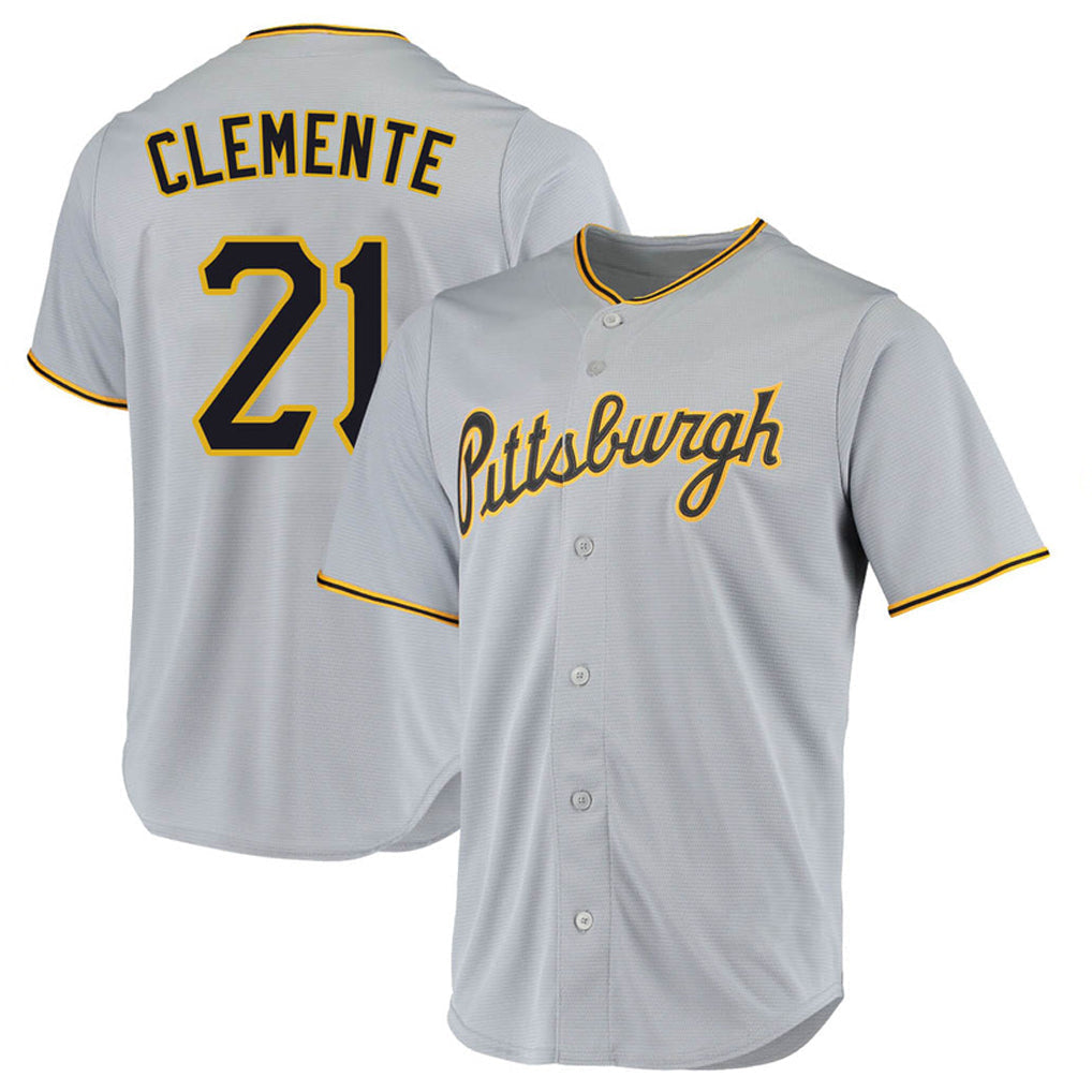 Fenge P.Pirates #21 Roberto Clemente Player Gray Road Home Game Stitched Jerseys