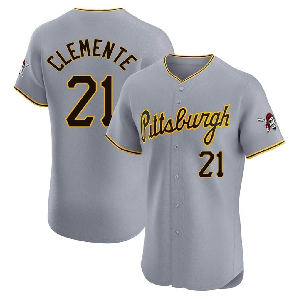 Fenge P.Pirates #21 Roberto Clemente Player Gray Road Home Limited Elite Stitched Jerseys