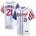 Fenge P.Pirates #21 Roberto Clemente Player White 2025 Independence Day Vapor Premier Limited Stitched Jerseys