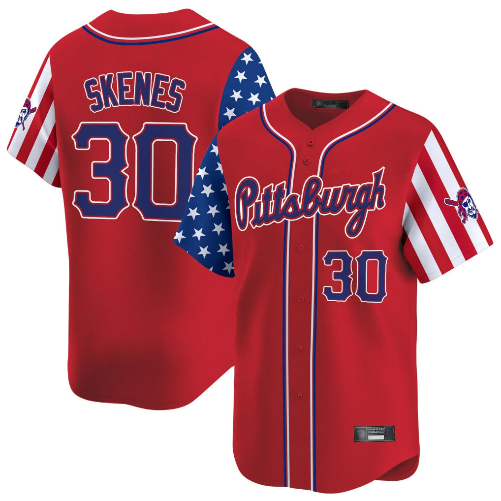 Fenge P.Pirates #30 Paul Skenes Player Red 2025 Independence Day Vapor Premier Limited Stitched Jerseys