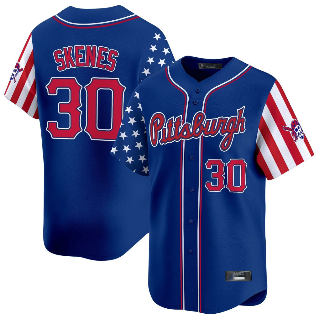 Fenge P.Pirates #30 Paul Skenes Player Royal 2025 Independence Day Vapor Premier Limited Stitched Jerseys