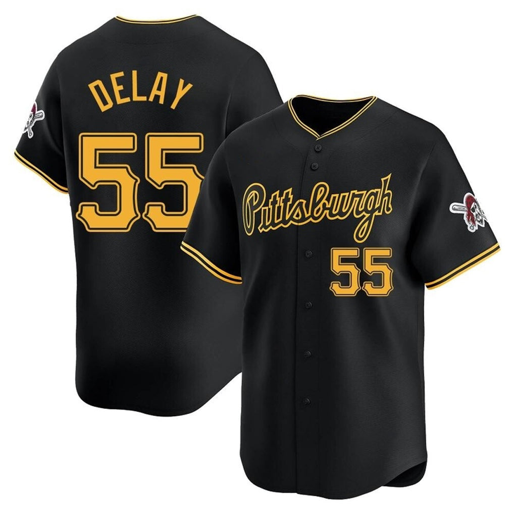 Fenge P.Pirates #55 Jason Delay Player Black Alt Home Limited Stitched Jerseys
