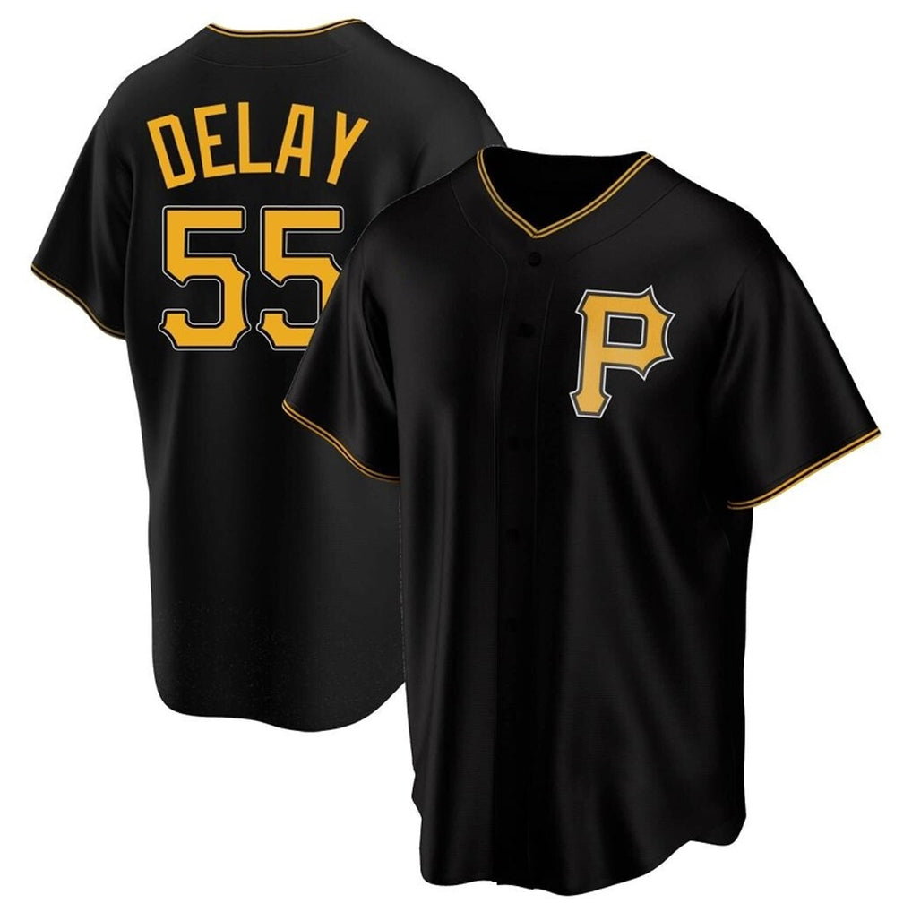 Fenge P.Pirates #55 Jason Delay Player Black Alternate 2025 Home Game Stitched Jerseys