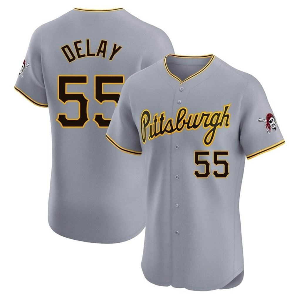 Fenge P.Pirates #55 Jason Delay Player Gray Road Home Limited Elite Stitched Jerseys