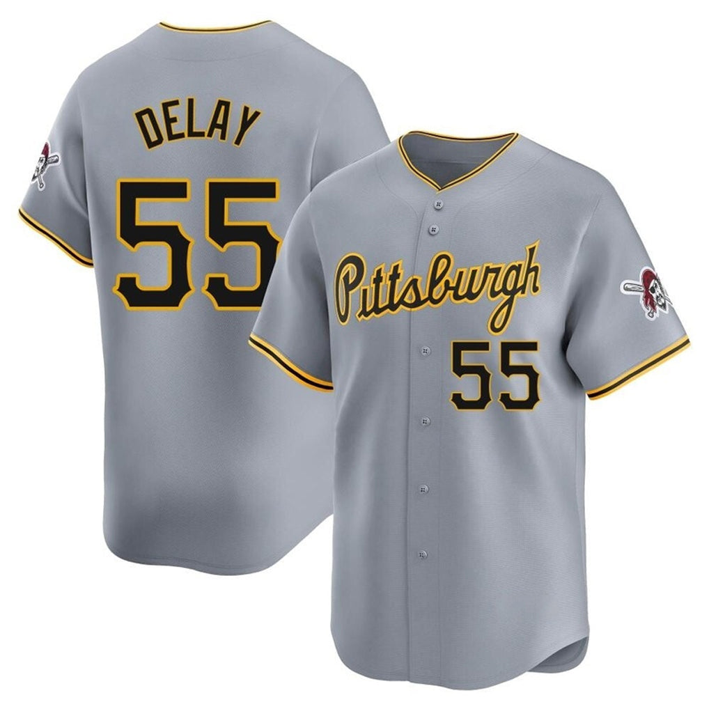 Fenge P.Pirates #55 Jason Delay Player Gray Road Home Limited Stitched Jerseys