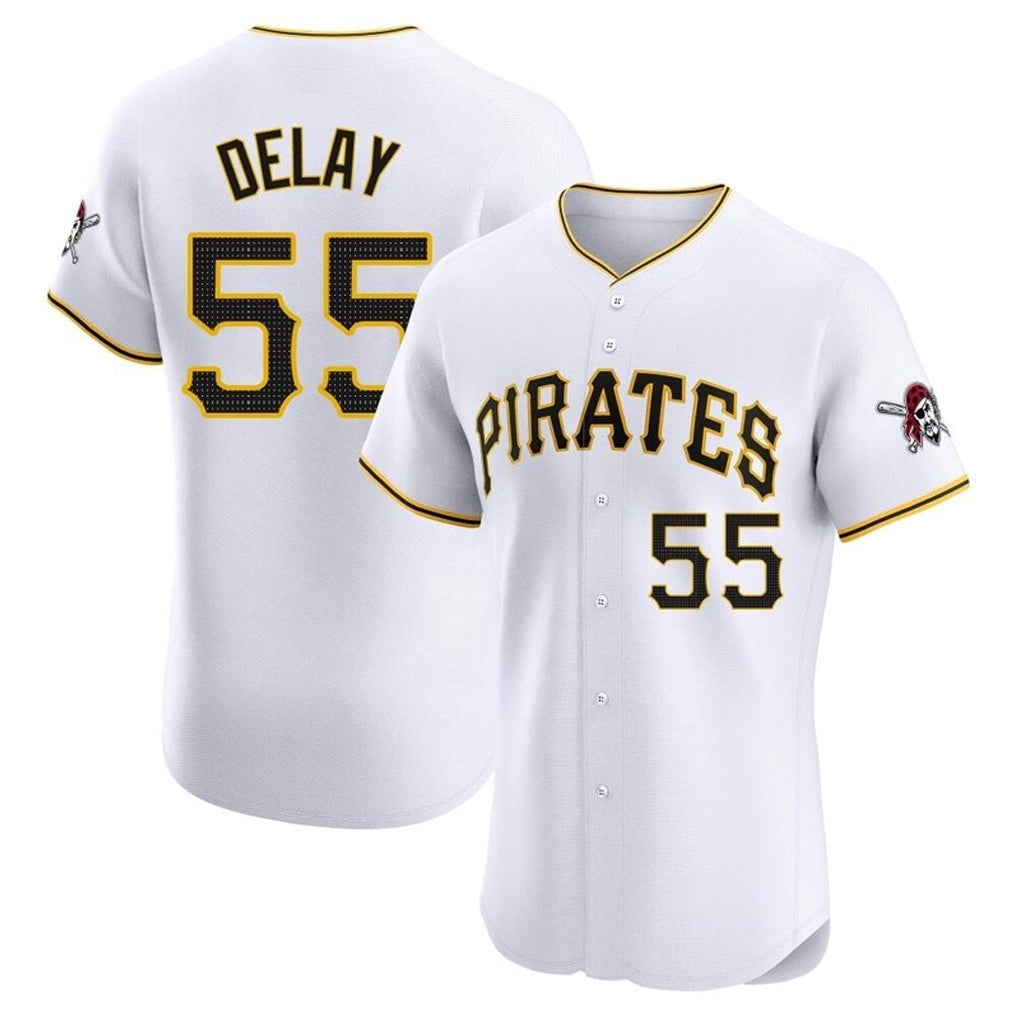 Fenge P.Pirates #55 Jason Delay Player White Home Limited Elite Stitched Jerseys