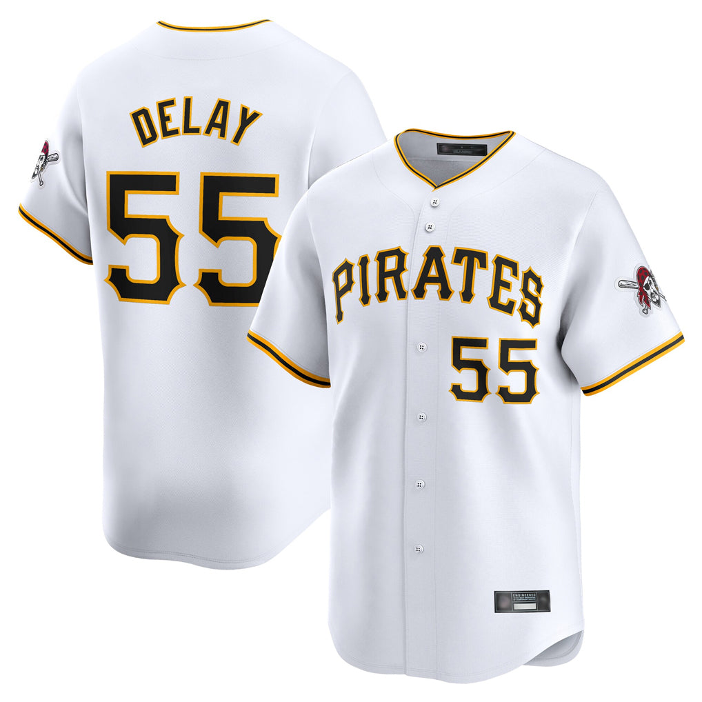 Fenge P.Pirates #55 Jason Delay Player White Home Limited Stitched Jerseys