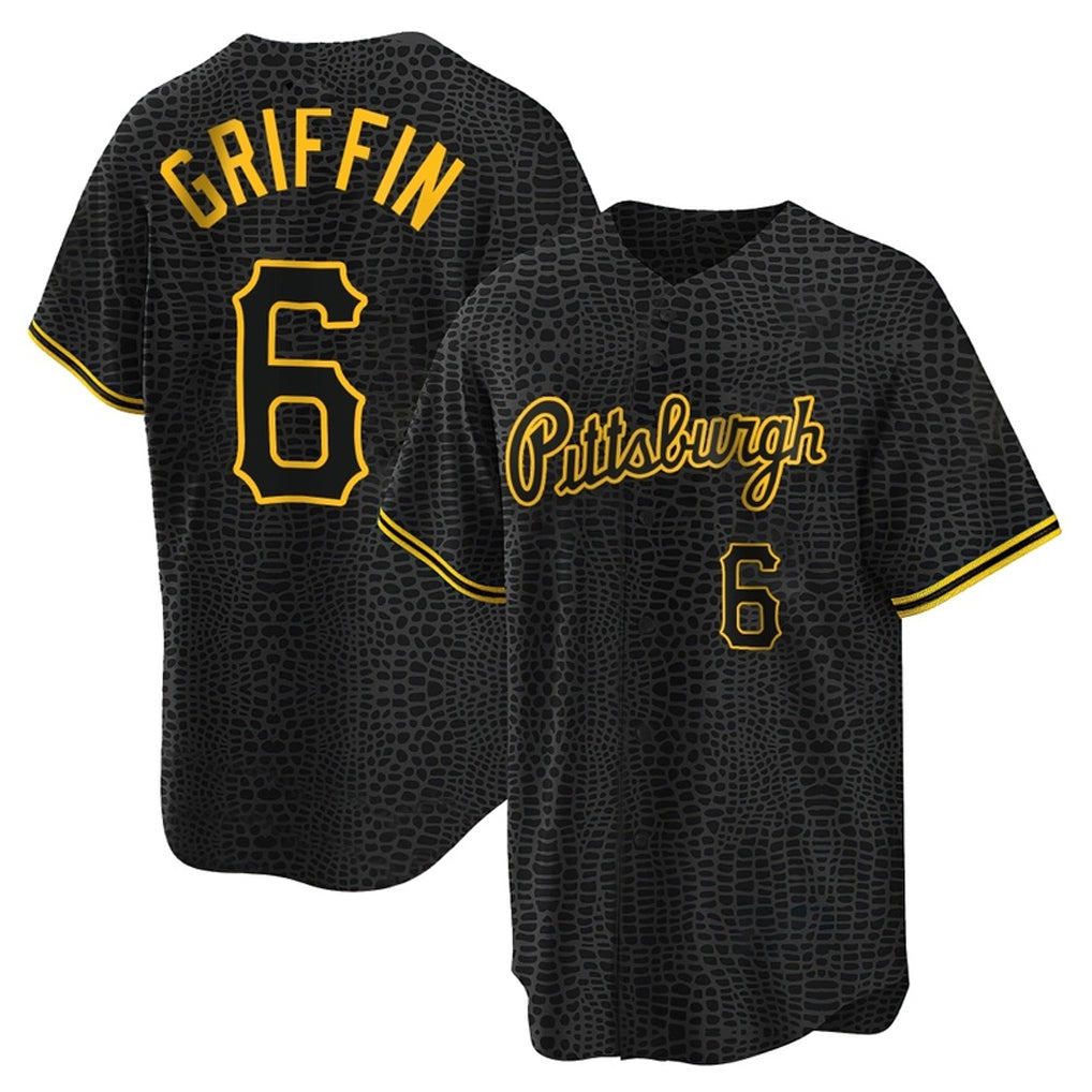 Fenge P.Pirates #6 Konnor Griffin Player Black Snake Skin City Home Game Stitched Jerseys