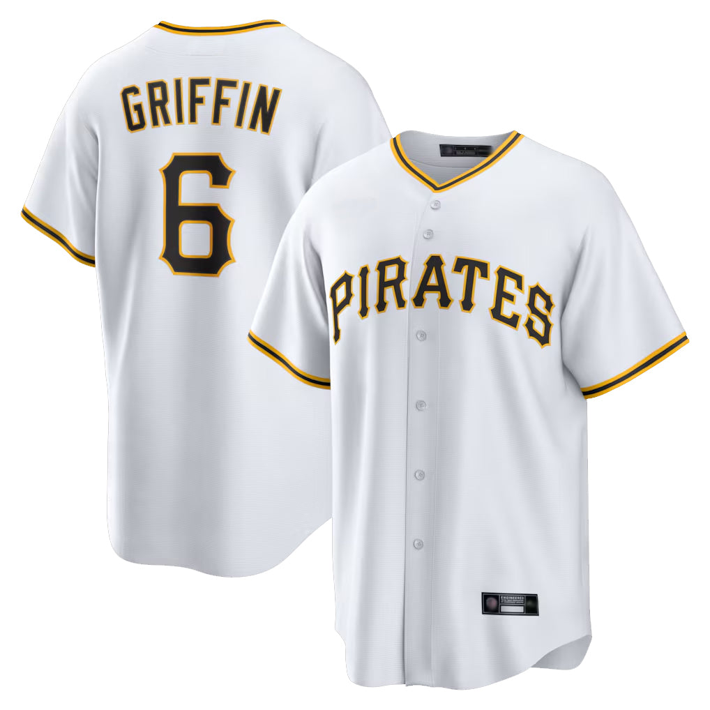 Fenge P.Pirates #6 Konnor Griffin Player White Home Game Stitched Jerseys