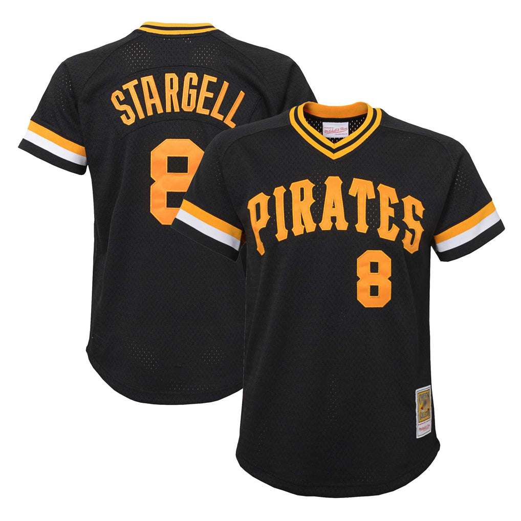 Fenge P.Pirates #8 Willie Stargell Player Black Mitchell & Ness Black Cooperstown Collection Mesh Batting Limited Stitched Jerseys