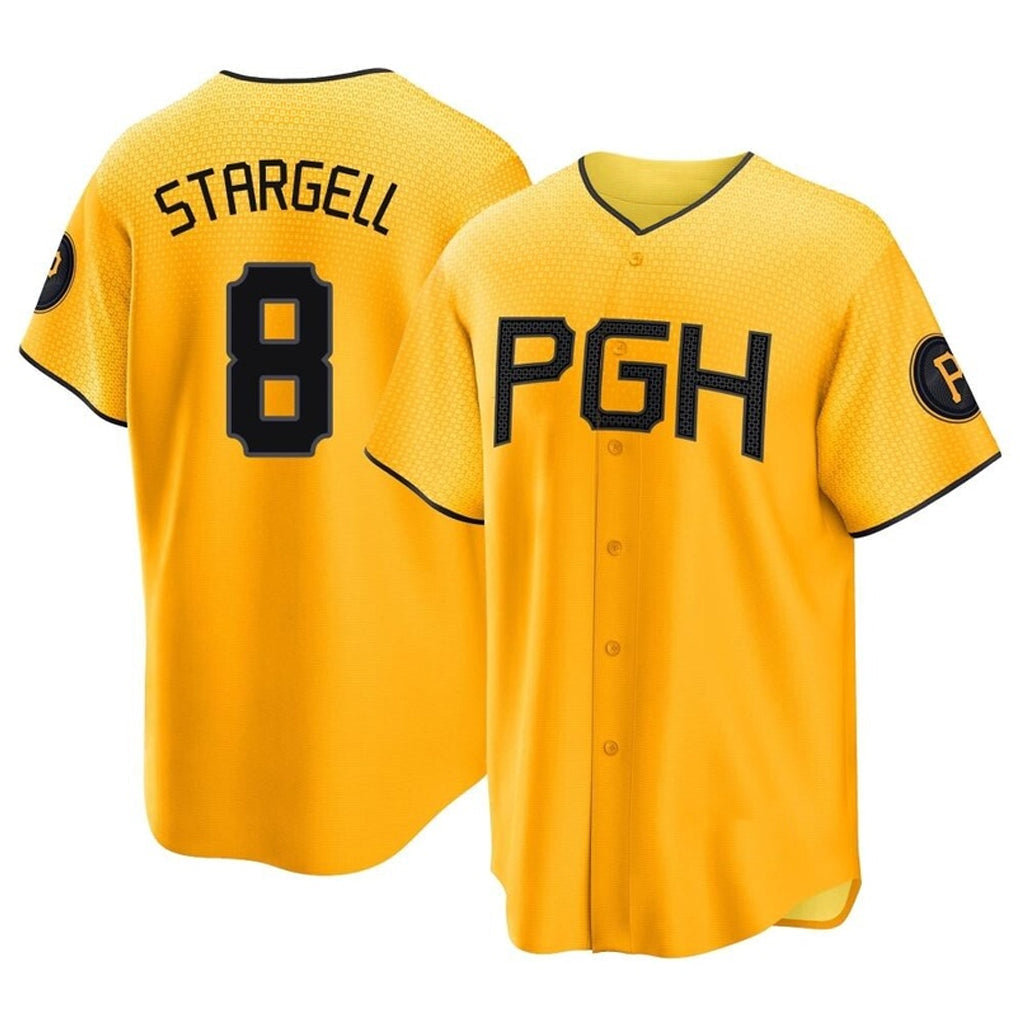 Fenge P.Pirates #8 Willie Stargell Player Gold City Connect Home Game Stitched Jerseys