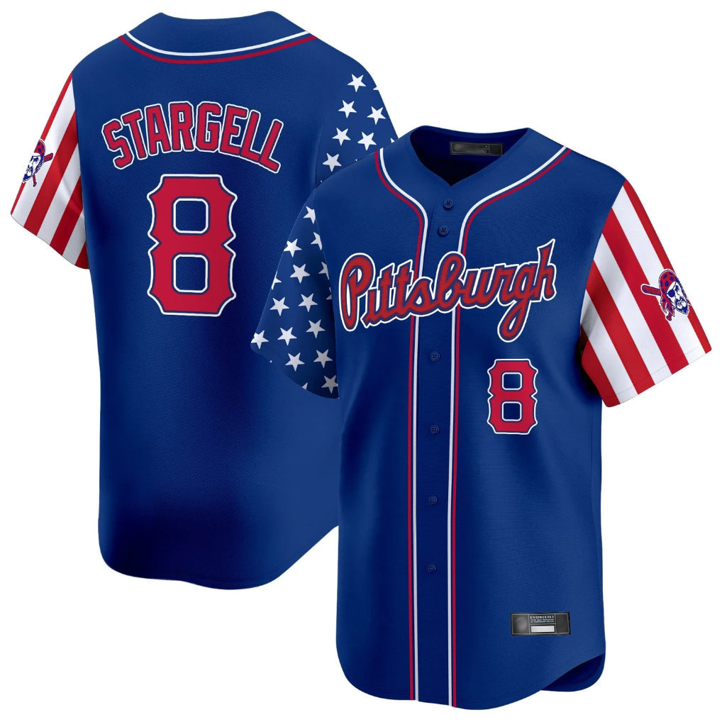 Fenge P.Pirates #8 Willie Stargell Player Royal 2025 Independence Day Vapor Premier Limited Stitched Jerseys