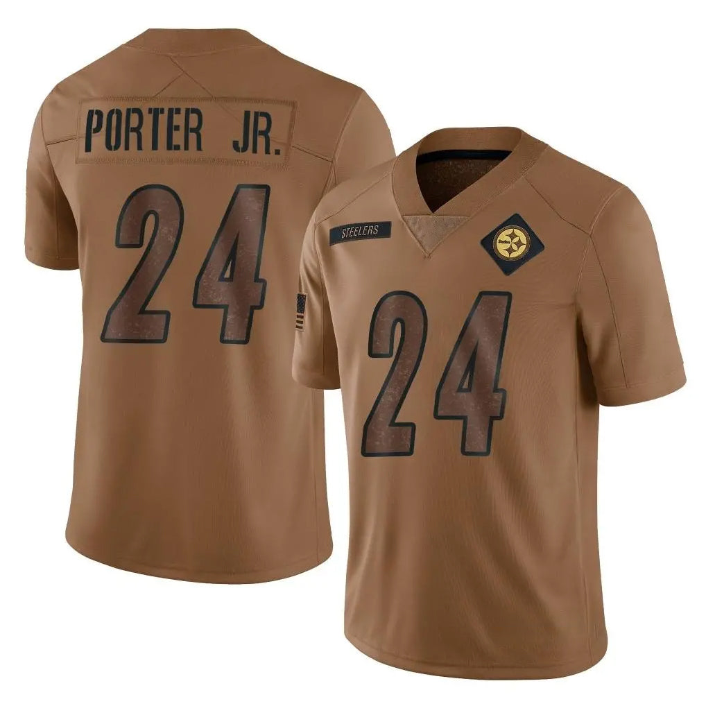 Fenge P.Steelers #24 Joey Porter Jr. Player Brown Limited Salute To Service Home Game Stitched Jerseys