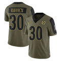 Fenge P.Steelers #30 Jaylen Warren Player Olive Salute To Service Limited Game Stitched Jerseys