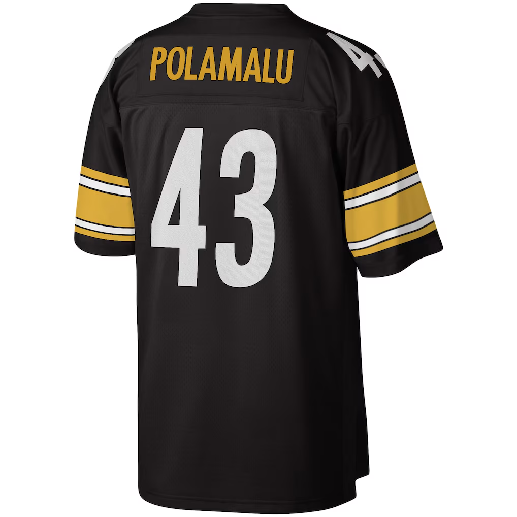 Fenge P.Steelers #43 Troy Polamalu Mitchell & Ness Black Legacy Replica Stitched Jerseys
