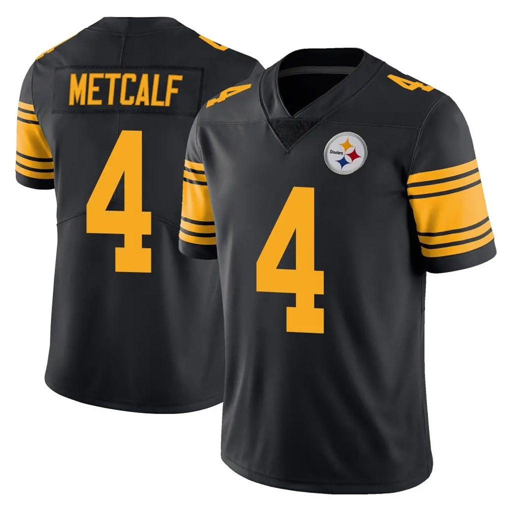 Fenge P.Steelers #4 DK Metcalf Player Black Limited Color Rush Home Game Stitched Jerseys