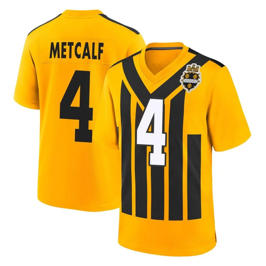 Fenge P.Steelers #4 DK Metcalf Player Gold Limited 1933 Throwback Home Game Stitched Jerseys