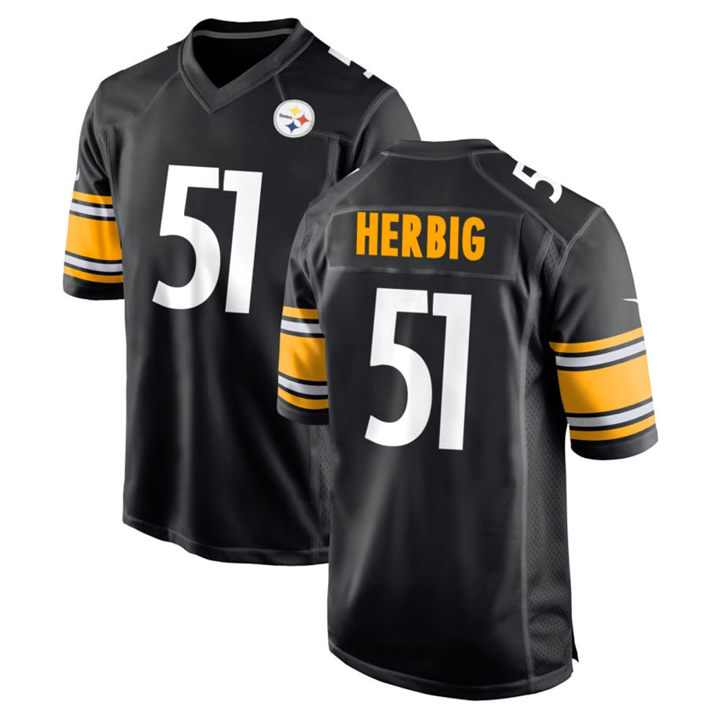 Fenge P.Steelers #51 Nick Herbig Player Black Home Game Stitched Jerseys