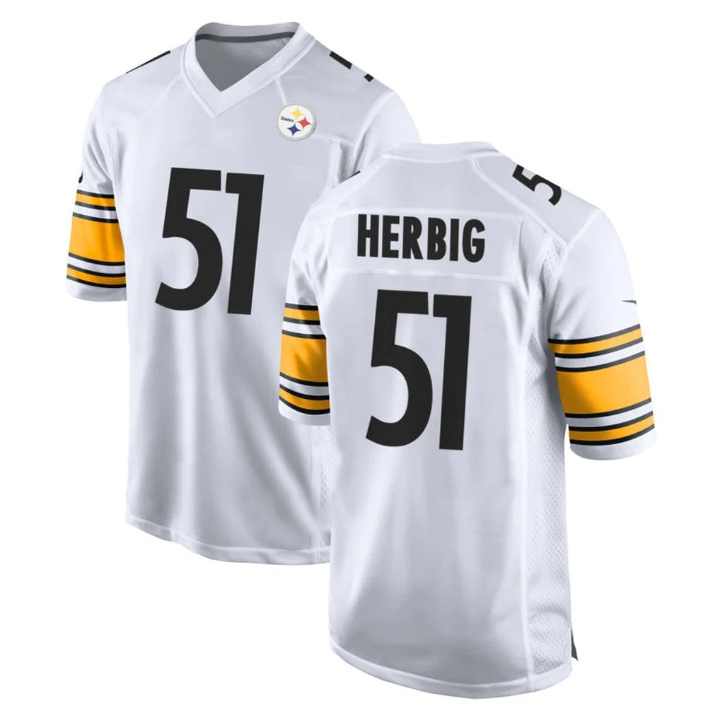Fenge P.Steelers #51 Nick Herbig Player White Home Game Stitched Jerseys