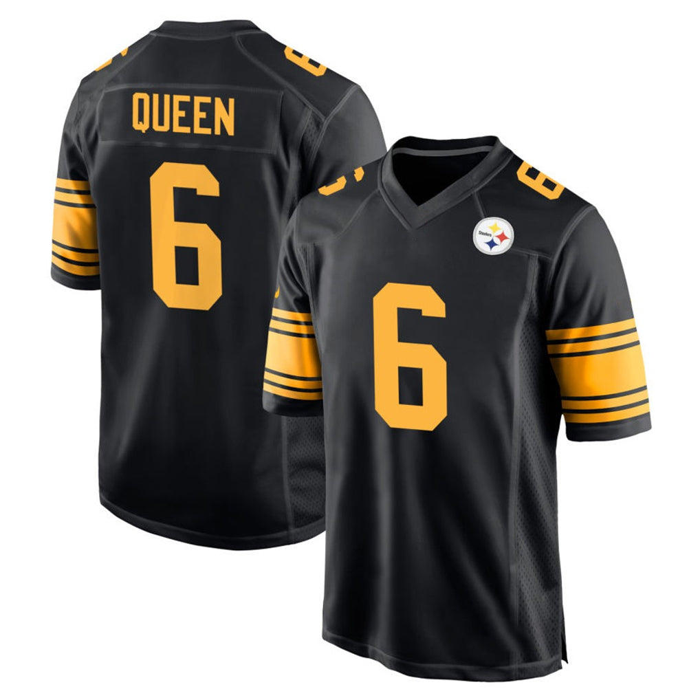 Fenge P.Steelers #6 Patrick Queen Player Black Color Rush Home Game Stitched Jerseys
