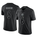 Fenge P.Steelers #6 Patrick Queen Player Black Reflective Limited Home Game Stitched Jerseys