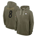 Fenge P.Steelers #8 Aaron Rodgers Player Olive Salute to Service Pullover Hoodies Limited Stitched Jerseys