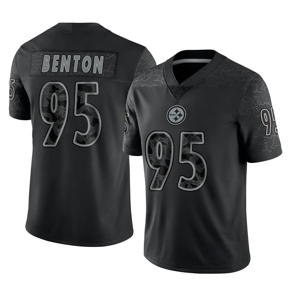 Fenge P.Steelers #95 Keeanu Benton Player Black Reflective Limited Home Game Stitched Jerseys