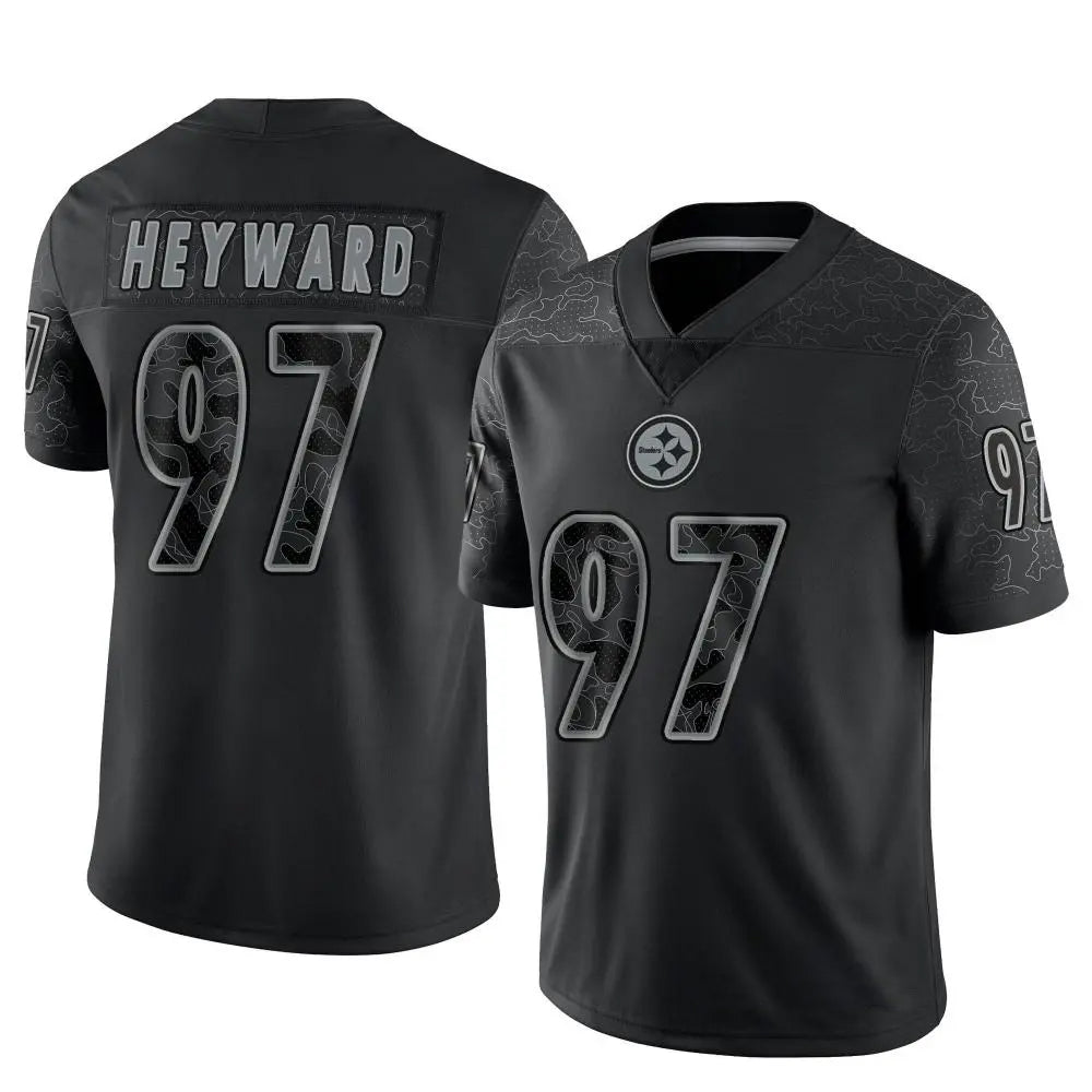Fenge P.Steelers #97 Cameron Heyward Player Black Limited Reflective Stitched Jerseys