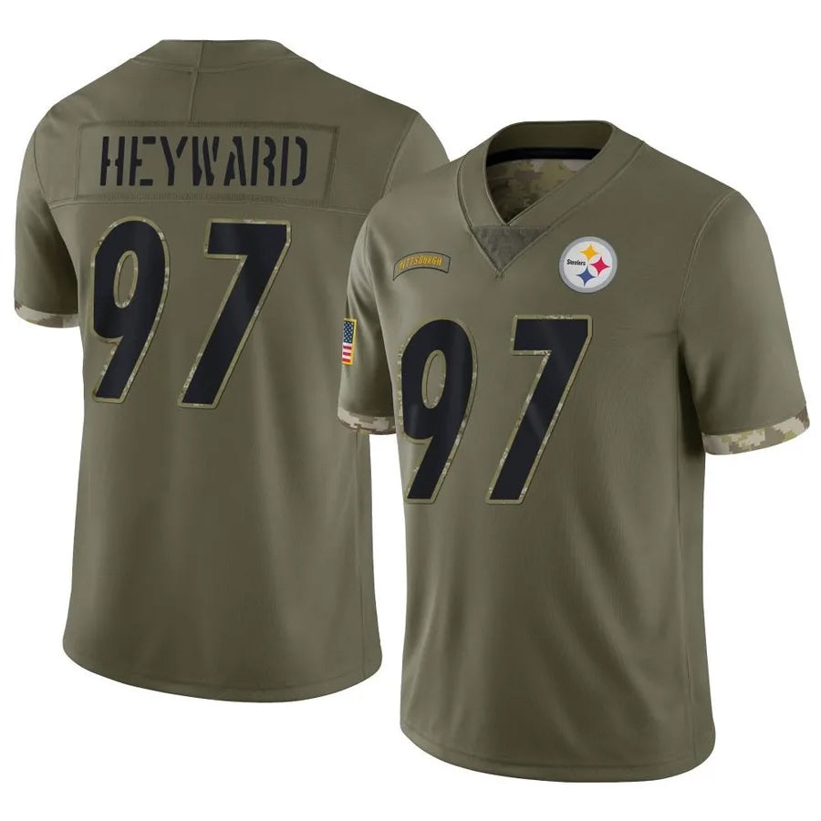 Fenge P.Steelers #97 Cameron Heyward Player Salute To Service Limited Olive Stitched Jerseys