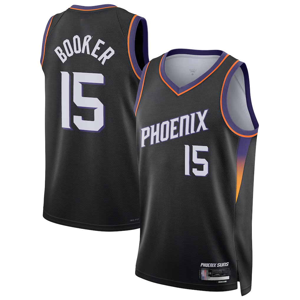 Fenge P.Suns #15 Devin Booker Black Swingman Jerseys - Statement Edition