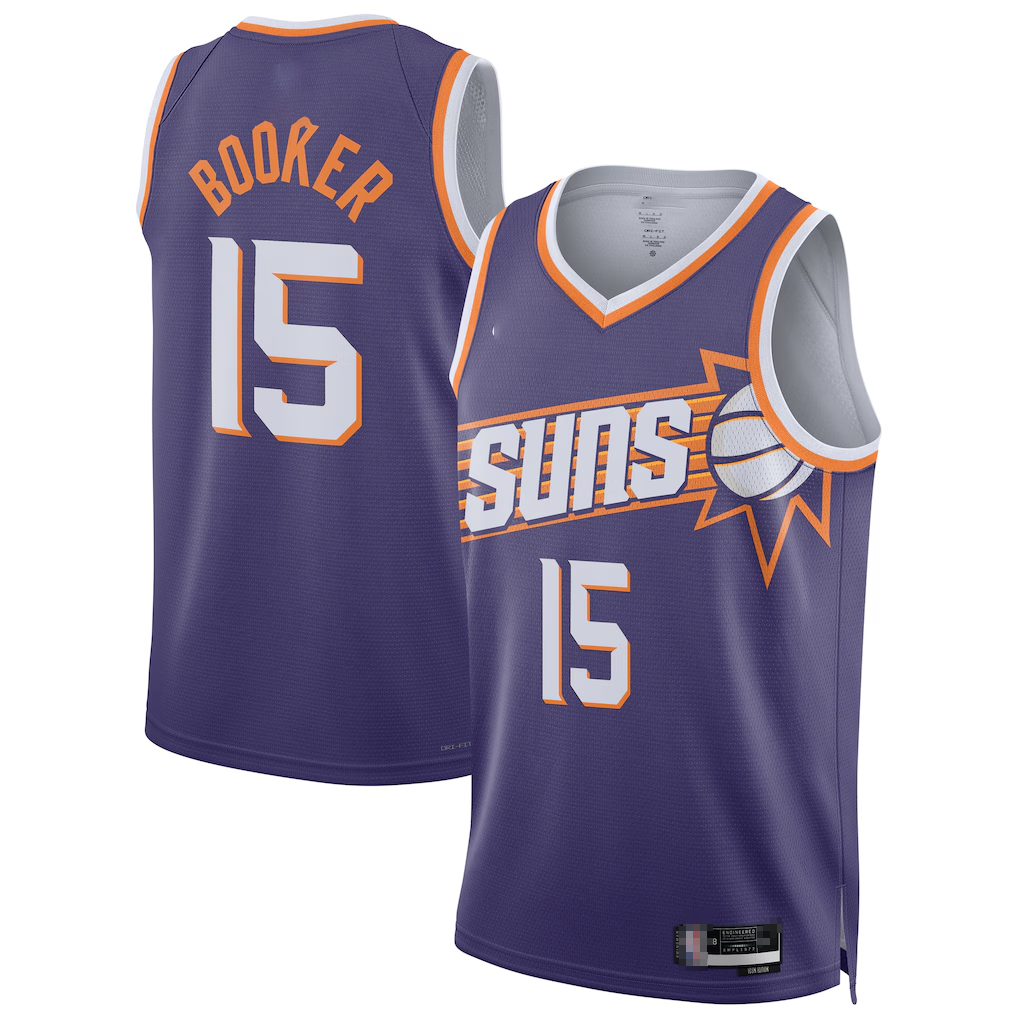 Fenge P.Suns #15 Devin Booker Purple Swingman Player Jerseys - Icon Edition