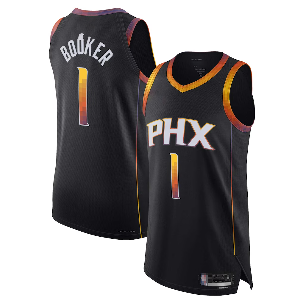 Fenge P.Suns #1 Devin Booker Black Authentic Player Jerseys - Statement Edition