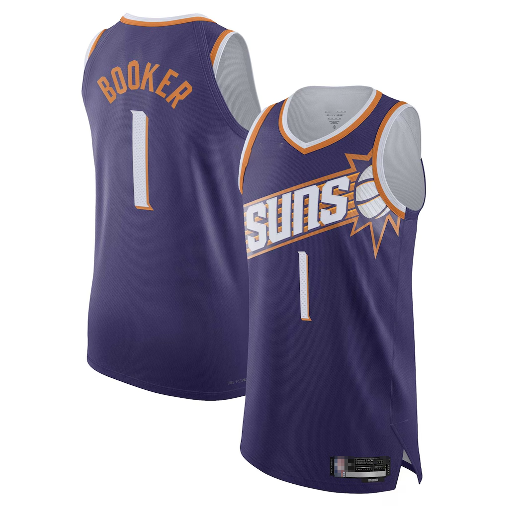Fenge P.Suns #1 Devin Booker Purple Authentic Jerseys - Icon Edition
