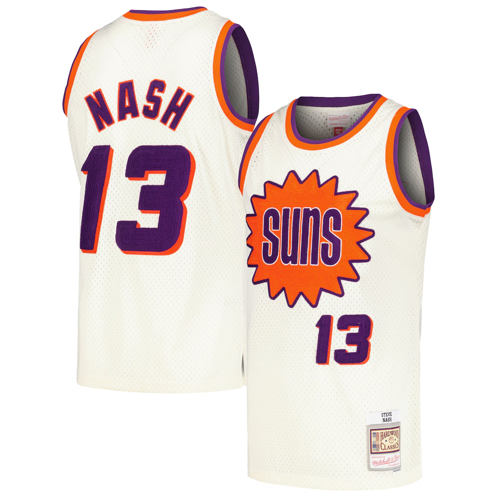 Fenge P.Sunss #13 Steve Nash Mitchell & Ness Cream Chainstitch Swingman Jerseys