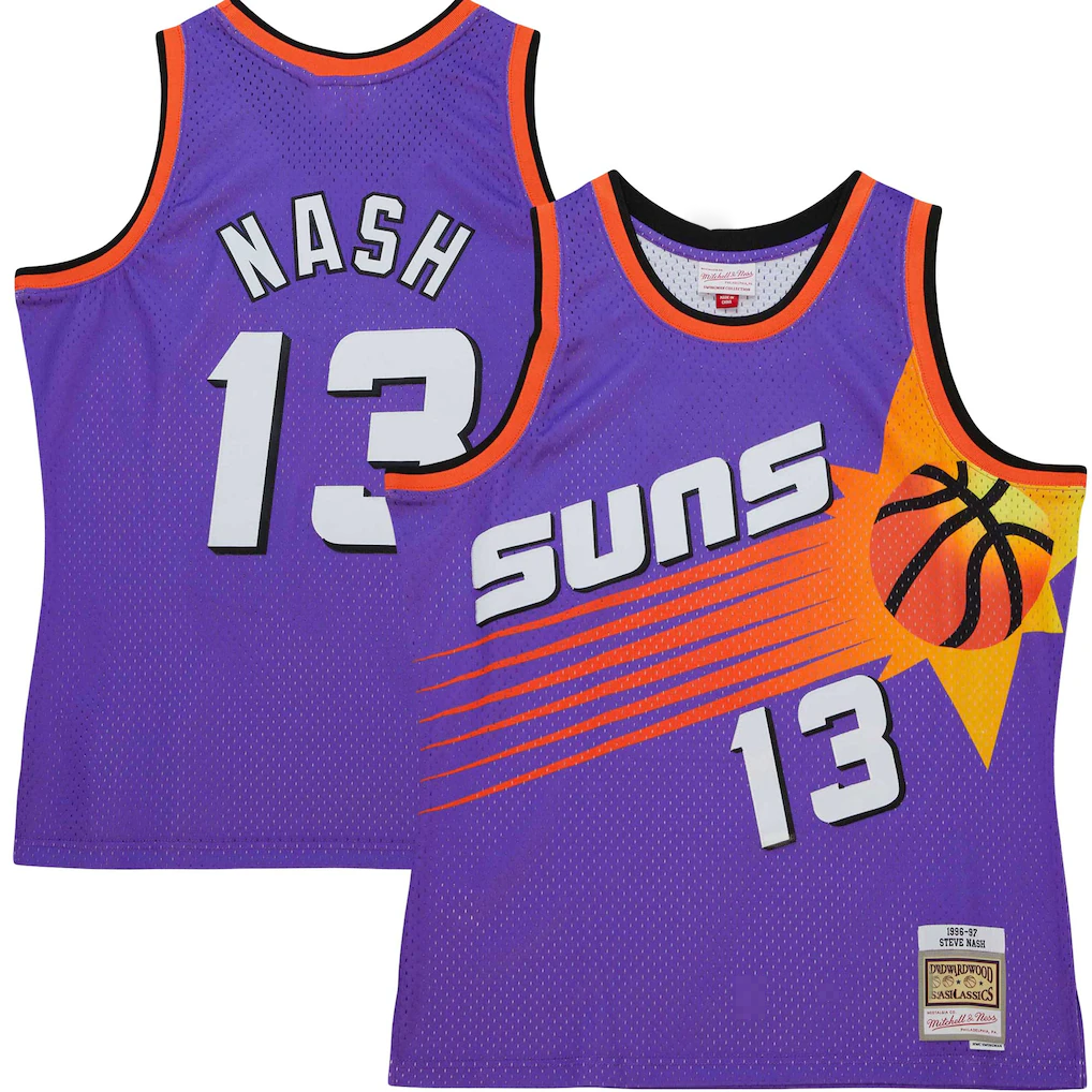Fenge P.Sunss #13 Steve Nash Mitchell & Ness Purple Hardwood Classics 1996-1997 Tropical Swingman Jerseys