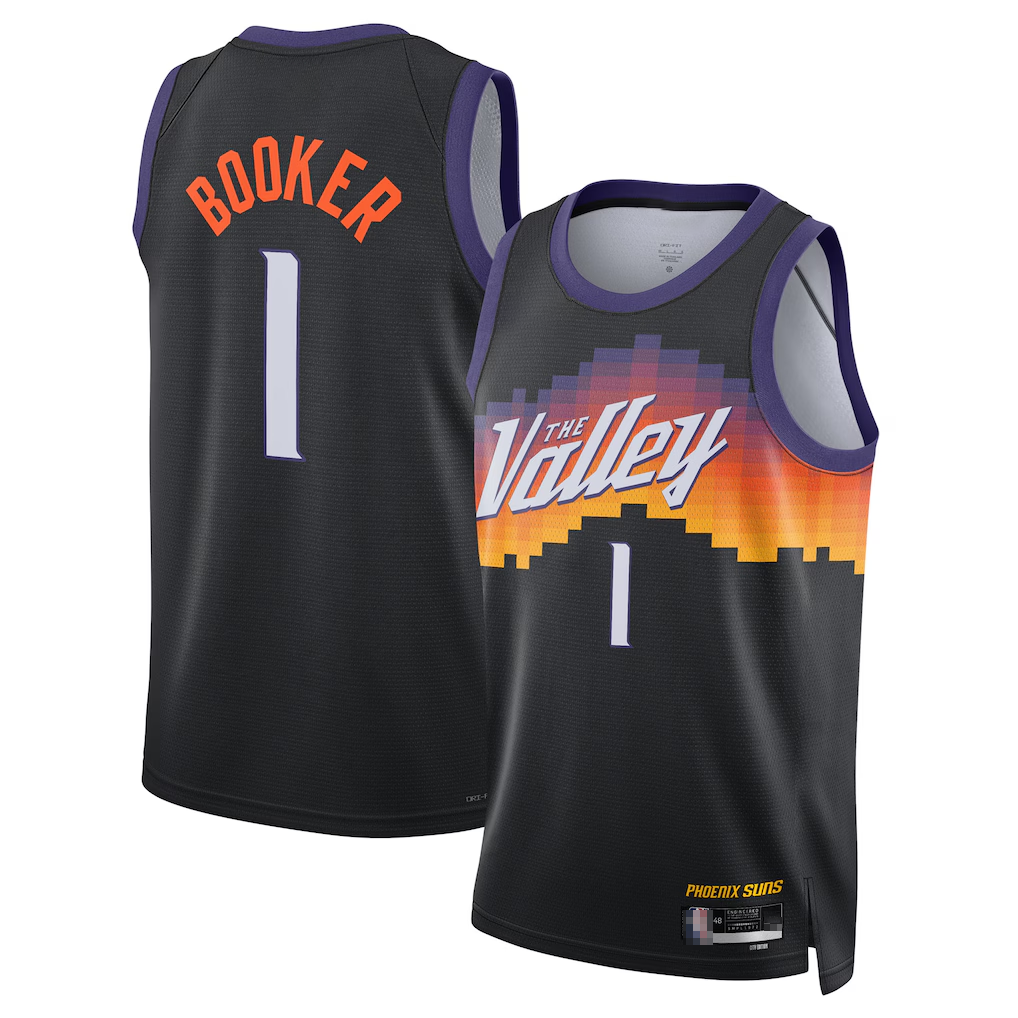 Fenge P.Sunss #1 Devin Booker Black 2025-2026 Swingman Jerseys - City Edition