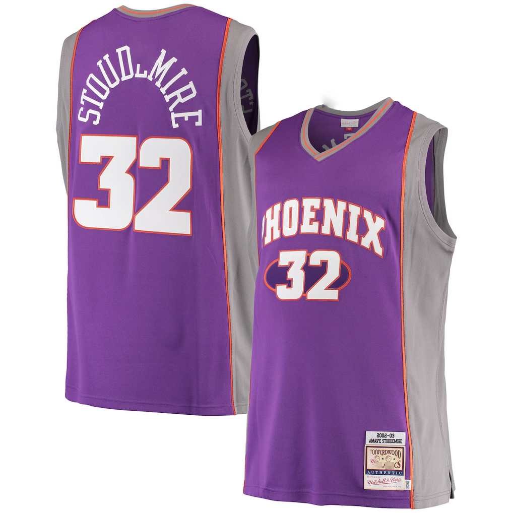 Fenge P.Sunss #32 Amar'e Stoudemire Mitchell & Ness Purple Hardwood Classics Authentic Jerseys
